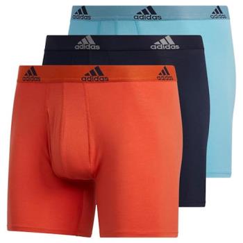 Adidas 2024男時尚彈力橘黑藍色四角修飾內著混搭3件組(預購)