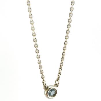 Tiffany 925純銀鑲圓形海藍寶石項鍊