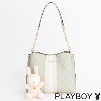 PLAYBOY - 肩背包附長背帶 Lucky Bunny系列 - 綠色