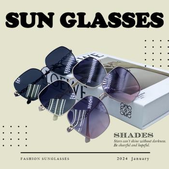 【GUGA】金屬偏光太陽眼鏡 氣質霧感 大框型顯臉瘦 UV400 100%紫外線 不鏽鋼材質