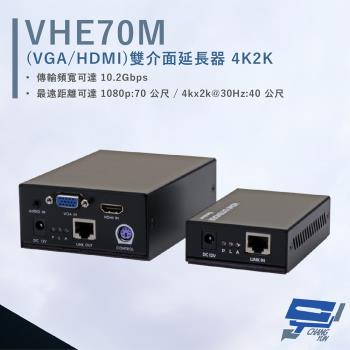 [昌運科技] HANWELL VHE70M VGA/HDMI 雙介面延長器 解析度4K2K@30Hz 最遠可達70公尺