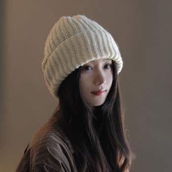 日本 BEAUTYJAPAN 百搭純色保暖粗針織毛帽 BJ2127 米色