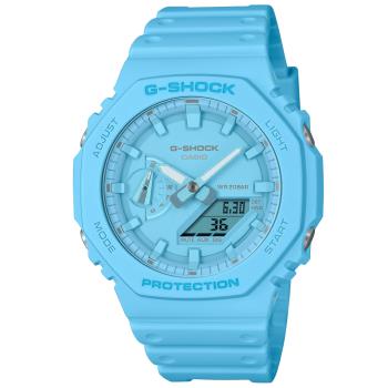 CASIO G-SHOCK 農家橡樹 繽紛時尚雙顯腕錶-藍 GA-2100-2A2