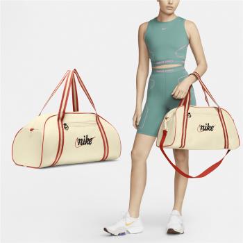 Nike 旅行袋 Gym Club 米白 紅 大空間 可調背帶 刺繡 健身包 訓練包 DH6863-113
