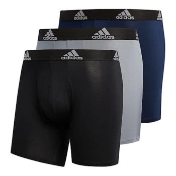 Adidas 2024男時尚彈力黑灰靛藍色四角修飾內著混搭3件組(預購)