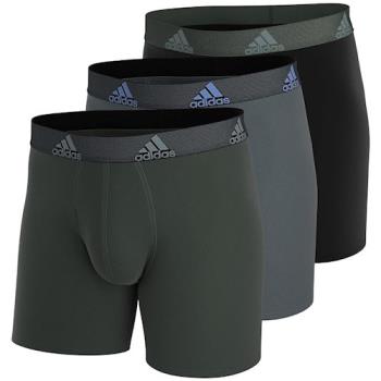 Adidas 2024男時尚彈力橄欖灰黑色四角修飾內著混搭3件組(預購)