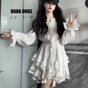 HANA DOGE ハナ・ドーゲ 初戀感浪漫唯美波西米亞風層次蕾絲縮腰約會小洋裝(約會神器)