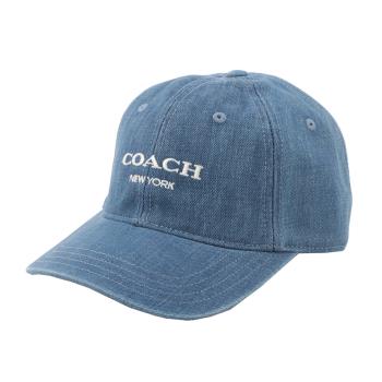 COACH 刺繡標誌棉質棒球帽(牛仔藍) CH405 DEN