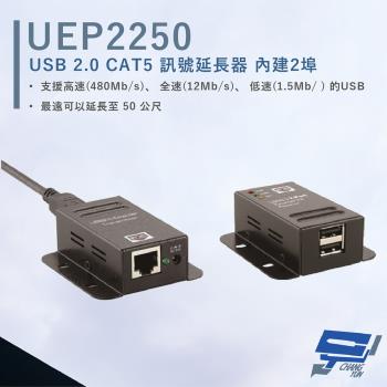 [昌運科技] HANWELL UEP2250 2埠 USB2.0 CAT5 訊號延長器 POC 最遠50公尺