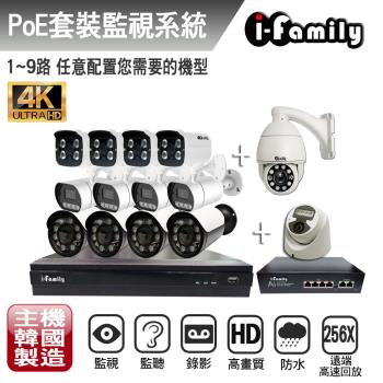 【宇晨I-Family】韓國製NVR主機 本組合僅主機+4埠交換器 需自選購鏡頭 9路式監控錄影組