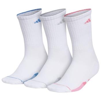 Adidas 2024女時尚美國進口厚襪白色中筒襪3入組