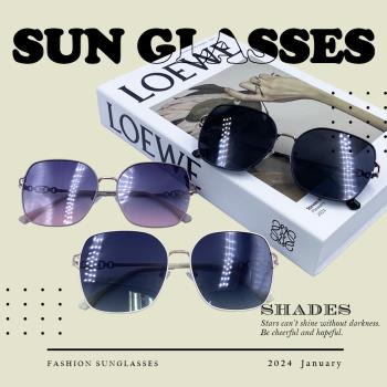【GUGA】金屬偏光太陽眼鏡 簡約溫柔時尚設計 大框型顯臉瘦 UV400 100%紫外線 不鏽鋼材質