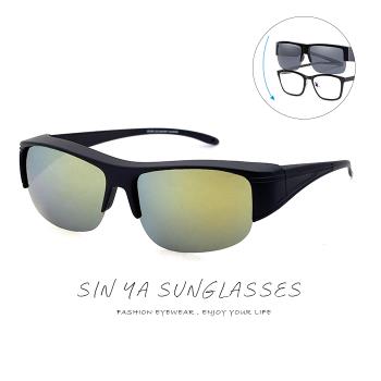 【SINYA】半框式太陽眼鏡 黃水銀 可套近視眼 輕量/抗UV400/PC防爆鏡片/可套鏡/遮陽/台灣製 N07