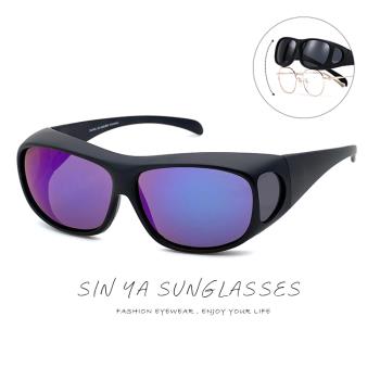 【SINYA】包覆式太陽眼鏡 黑框綠水銀 可套近視眼/可單戴 台灣製 抗UV400/PC防爆鏡片/遮陽