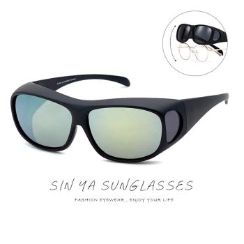 【SINYA】包覆式太陽眼鏡 黑框黃水銀 可套近視眼/可單戴 台灣製 抗UV400/PC防爆鏡片/遮陽