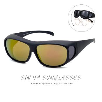 【SINYA】包覆式太陽眼鏡 黑框紅水銀 可套近視眼/可單戴 台灣製 抗UV400/PC防爆鏡片/遮陽
