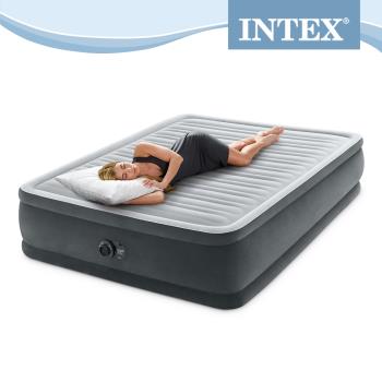 【INTEX】豪華型橫條加高雙人加大充氣床墊(寬152*203*高46cm)-內建電動幫浦 (64413)