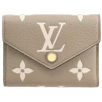 Louis Vuitton LV M81861 VICTORINE 撞色牛皮壓紋三折零錢短夾.斑鳩灰