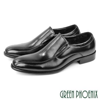 GREEN PHOENIX 男 紳士鞋 商務鞋 皮鞋 真皮 套入式 直套式 防潑水T59-10891