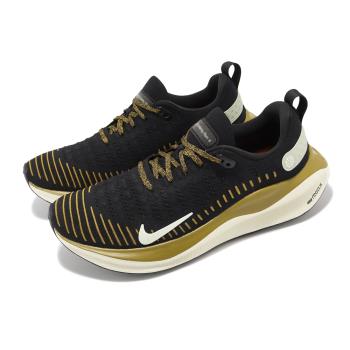 Nike 慢跑鞋 ReactX Infinity Run 4 男鞋 黑 金 緩震 針織 運動鞋 DR2665-006