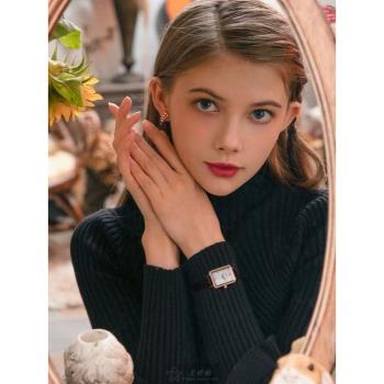 CampoMarzio 凱博馬爾茲女錶 20mm, 26mm 玫瑰金方形精鋼錶殼 貝母中二針顯示, 貝母錶面款 CMW0002