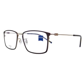 【ZEISS 蔡司】鈦金屬 光學鏡框眼鏡 ZS22114LB 201 棕色長方形框/玫瑰金鏡腳 56mm