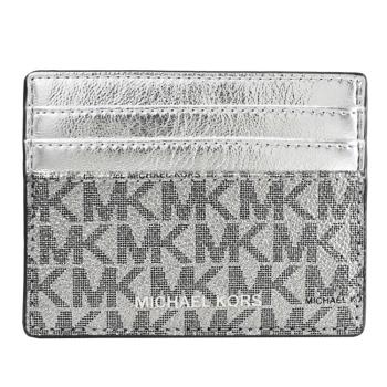 MICHAEL KORS COOPER 經典品牌印花皮革隨身卡夾.銀