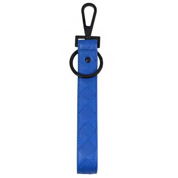 BOTTEGA VENETA 607492 經典編織款吊飾鑰匙圈.藍色