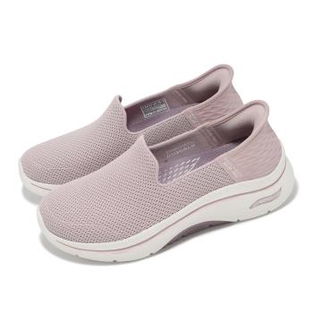 Skechers 休閒鞋 Go Walk Arch Fit 2.0 Slip-Ins 女鞋 寬楦 紫白 套入式 懶人鞋 125315WMVE