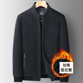 【米蘭精品】舖棉外套休閒夾克-雪尼爾加厚免燙立領男外套2色74gr79