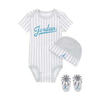Nike 包屁衣 Jordan Baby Bodysuits 白 藍 純棉 按扣 套組 帽子 襪子 嬰兒 JD2413030NB-002