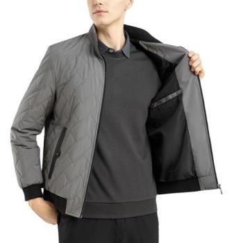 【米蘭精品】棒球外套休閒夾克-桑蠶絲保暖修身短款男外套2色74gr36