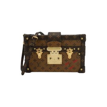 Louis Vuitton Petite Malle 拼色帆布硬盒斜背包(M45960-棕)