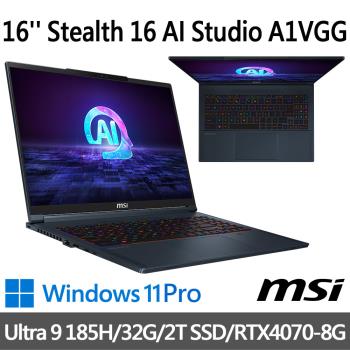 msi Stealth 16 AI Studio A1VGG-003TW16吋(Ultra 9 185H/32G/2T SSD/RTX4070-8G)