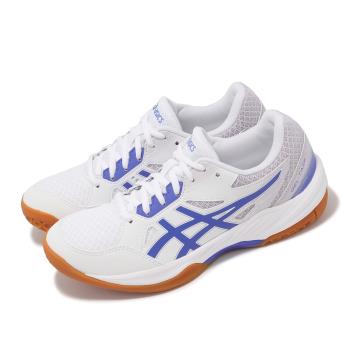 Asics 排球鞋 GEL-Task 3 女鞋 白 藍 皮革 亞瑟膠 緩衝 室內運動 羽排鞋 亞瑟士 1072A082104