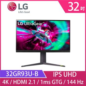 LG 樂金 32GR93U-B UltraGear 32型 UHD 4K 專業玩家電競顯示器