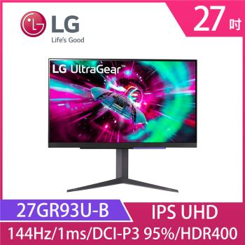 LG 樂金 27GR93U-B UltraGear 27型 UHD 144Hz 專業玩家電競顯示器
