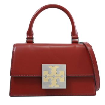 TORY BURCH 150365 品牌金屬大LOGO翻蓋兩用包.深紅