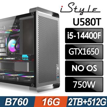 iStyle U580T 無敵鐵金鋼 (i5-14400F/B760/16G/2TB+512G SSD/GTX1650-4G/750W/FD)