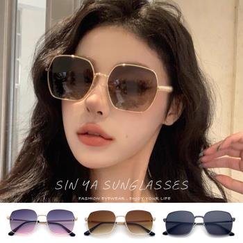 【SINYA】抗UV太陽眼鏡 時尚方框金屬墨鏡 高質感金屬框 大框顯小臉 抗UV400 N840