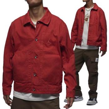 Nike Jordan Essentials Chicago 男款 紅色 水洗 做舊 襯衫 工裝 外套 FN4528-604