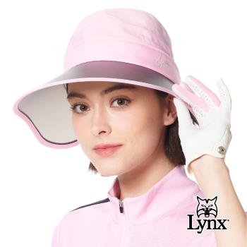 【Lynx Golf】女款抗UV功能可拆式變換中空帽造型Lynx字樣繡花可調式大盤帽-粉色