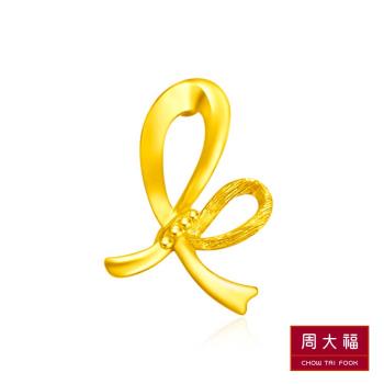 【周大福】LIT系列 隨性蝴蝶結黃金耳環(單耳)