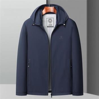 【米蘭精品】防風外套休閒夾克-薄款連帽可拆純色男外套2色74gr95