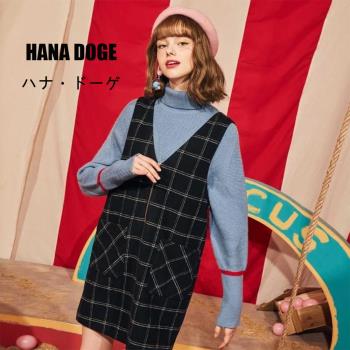【HANA DOGE ハナ・ドーゲ】韓系學院風格紋棉羊毛毛尼背心裙無袖洋裝(減齡好搭配)