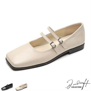 【J&amp;H collection】法式復古方頭芭蕾平底鞋 瑪莉珍鞋(現+預 杏色 / 黑色)