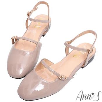 Ann’S魔法版型寬楦!友善拇指外翻漆皮瑪莉珍平底鞋-藕粉