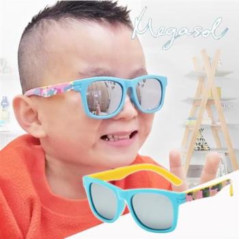 MEGASOL 中性兒童男孩女孩UV400抗紫外線偏光兒童太陽眼鏡(亮眼俏皮大框迷彩款KD3386)