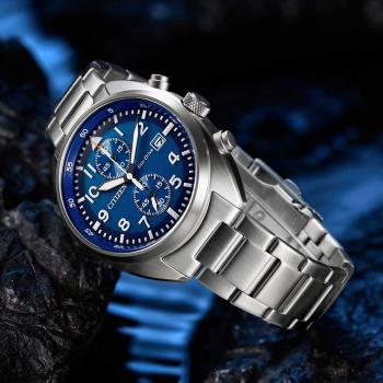 CITIZEN 星辰 光動能航空風格時尚腕錶/藍X銀/41mm/CA7040-85L