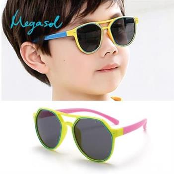 MEGASOL 中性兒童男孩女孩UV400抗紫外線偏光兒童太陽眼鏡(造型橢圓框款KD8173)